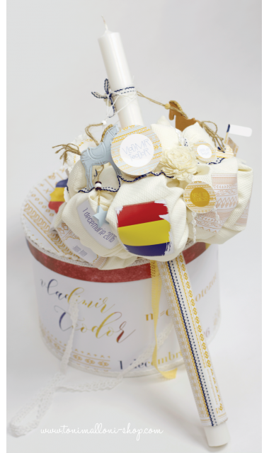 Lumanare de botez traditionala pentru baieti, port national romanesc,  65x4 cm, 1 Decembrie  3